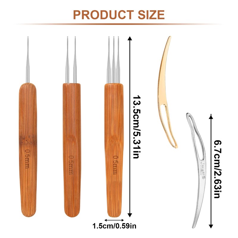 Dreadlocks Tool Pack of 5 Dreadlocks Crochet Hooks with 3