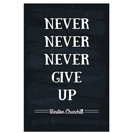 JSC JSC166 Never Never Never Give Up Winston Churchill Poster | 17-Inches by 11-Inches | Premium 100lb Gloss Poster Paper
