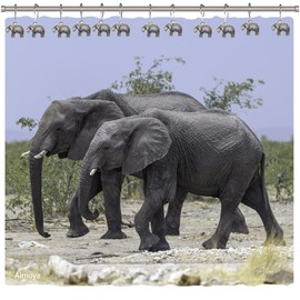 Aimoye Elephant Shower Curtain Hooks Rings - Misty Forest Shower Curtain Hooks Rust Proof, Chic Decorative Shower Curtain Hangers, Cute Nature Animal Vintage Theme Bathroom Decor