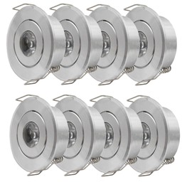 Yeerockal 8 Stück Mini Einbaustrahler Set 1W Klein Spots mit Trafo(Austauschbar) Aluminium Außengehäuse LED fest verbaut Einbauspots per Glasraum Balkon DIY Decken Möbel Beleuchtung (WEIß) [Energiekla