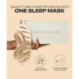Colorado Home Co Sleep Mask, Silk Eye Mask for Sleeping, Eye Sleep Mask for Women and Men, Eye Covers for Sleeping, Blackout Eye Mask for Sleeping, Travel Sleep Mask Slip On, Nude Champagne