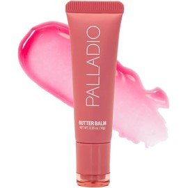 Palladio Butter Balm - Bálsamo Labial Hidratante con Tinte Transparente, Aloe, Péptidos, Manteca de Karité y Fórmula Vegana para Hidratación Instantánea, Strawberry Shortcake