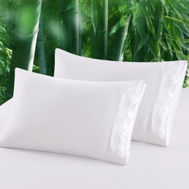 HCORA Pillow Cases Queen Size Set of 2-100% Viscose Derived from Bamboo - 600 Thread Count Cooling Pillowcases for Hot Sleepers & Night Sweats, Soft, Breathable, Envelope Closure (White,20"x30")
