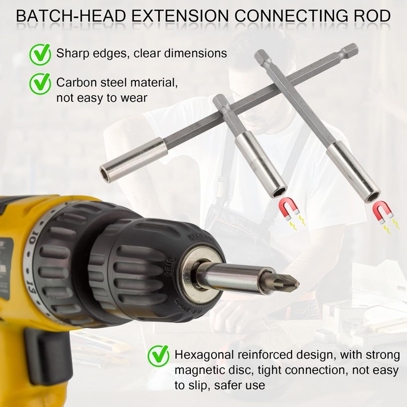 Kioiner 3 Pcs Magnetic Drill Bit Extension, 1/4 Inch Hex