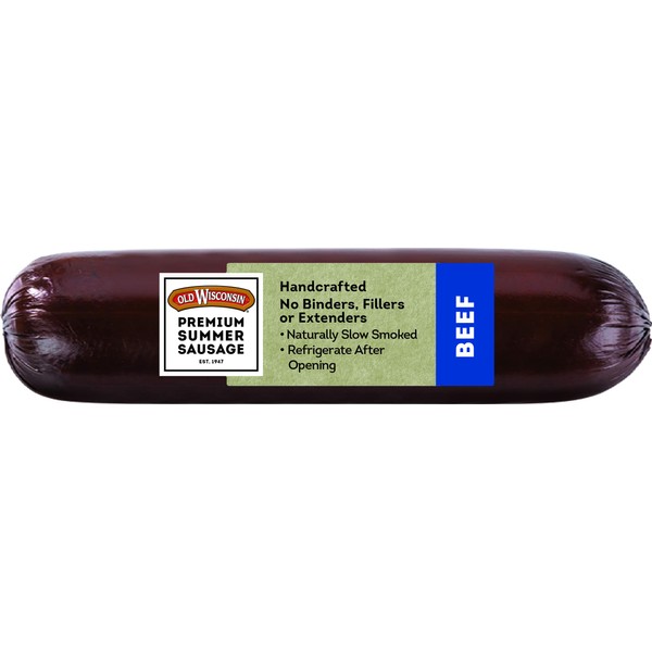 Old Wisconsin Premium Summer Sausage, 100% Natural Meat, Charcuterie, Ready to Eat, High Protein, Low Carb, Keto, Gluten Free, Beef Flavor, 16 Ounce