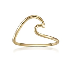 GLANZSTÜCKE MÜNCHEN Damen-Ring Welle Sterling Silber gelbvergoldet - Ring mit Wellen Wellenform Trendsymbol maritim