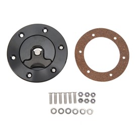 Fuel Cell Surge Tank Cap Billet Aluminum 39mm ID Flush Mounting 6 Bolts Open Type Black Universal for Car