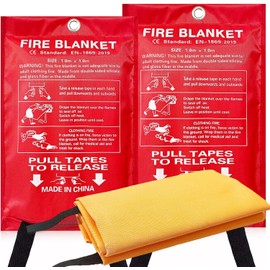 ifory Fire Blanket 2 Pack, Fire Blankets Emergency for Home, 40” x 40” Fire Blankets, Silicone and Fiberglass Fire Extinguisher for Home, for School, Fireplace, Grill, Car, Office, Warehouse