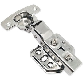304 Stainless Steel Half Overlay Soft Frameless Soft Closing Hinges for Kitchen,Cabinet Middle Bending Spring Hinge,110 Degree, 3D Adjustable(4pcs)