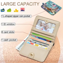 APHISON Womens Wallet, RFID Wallet Women Sequin Line Vegan Leather Slim Bifold Compact Small Wallet for Women with ID Credit Card Holder Zipper Coin Pocket Wallet