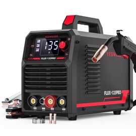 YESWELDER FLUX-135PRO 135Amp MIG Welder 110V Flux Core Welder, Gasless MIG/Lift TIG/Stick Multi-Process Synergic Welding Machine, Large LED Display IGBT Inverter Technology, TIG Torch NOT Included