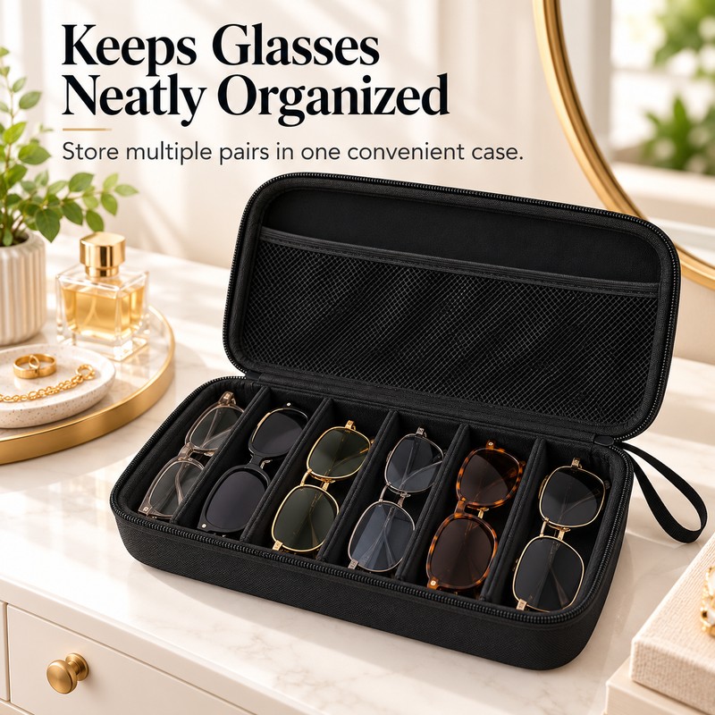 Eyeglass Storage Organizer for Multiple Pairs – 6 or 7