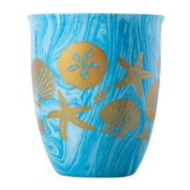 Cape Shore Beach 15oz Harbor Mug with Full Wrap Design and Decorated Handle, Gold Shells