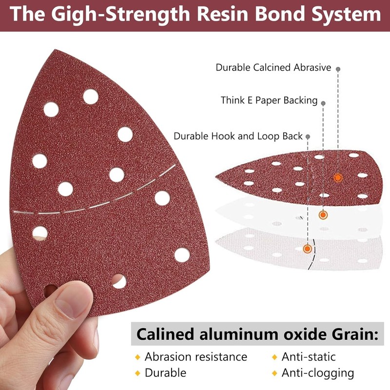 50 Pieces Sanding Pads, 11 Hole Sanding Sheets Hook and