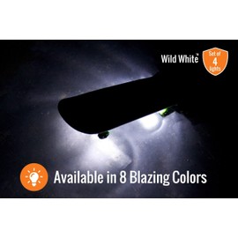 Wild White LED Underglow Lights for Skateboards, Longboards, Scooters - Original Skateboard Lights - Skateboard Accessories - Great Gift for Skateboarders