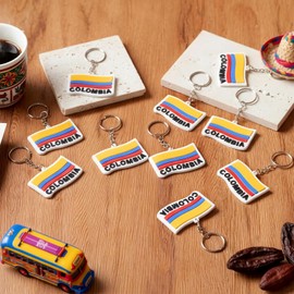 Kathfly - Llavero de silicona con bandera de Colombia, 60 unidades, con clips para llavero, recuerdo de Colombia, para hombres y mujeres, accesorios del equipo nacional de fútbol de la historia