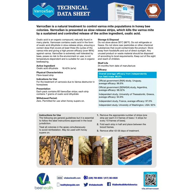 Varroxsan Oxalic Acid Strips - Varroa Mite Treatment for Beehives