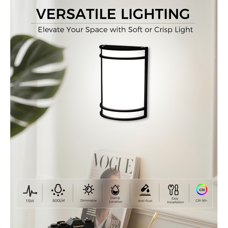 CLOUDY BAY LED 3 Color Wall Sconce,Wall Lighting,3000K/4000K/5000K Color Temperature