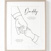 A4 Fathers Day Print Line Drawing Daddy Hand Holding Print