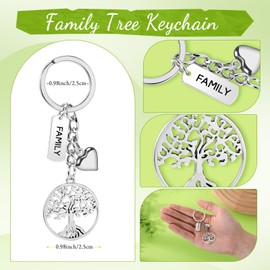 Remuuly 60 Sets Family Reunion Decoration Tree Keychain Bulk with Cards and Organza Bags Family Reunion Gifts for Family Day