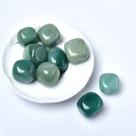 WGPHD Meditation Home 50g Natural Crystal Rolling Stone 27 Color Gravel Specimen Square Polished Healing Stone Reiki for Aquarium Fish Tank Home Decor (Color : Aventurine, Size : 50g-60g)