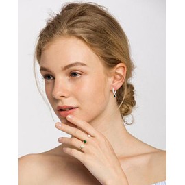 Yulovee 925 Sterling Silver Black/White Birthstone Hoop Earrings for Women Teen Girls Hoop Earrings Huggie