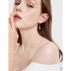 JIWOY Infinity Dangle Earrings Sterling Silver Twisted Drop Earring Heart Birthstone Leverback Jewelry for Women, Metal, Created Ruby