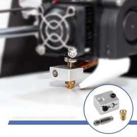 eMagTech 3D Printer Extruder Mounting Kit Aluminium Heating Block Nozzle Neck Hose with Heat-Insulated Pad for 3D Printer E3D V6