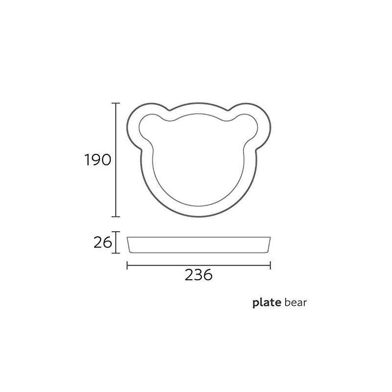 tak JTN-0110-GY Kids Dish Plate Bear Kids Plate Gray 19