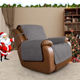 Easy-Going Oversized Recliner Reversible Sofa Cover Furniture Protector Couch Cover Water Resistant Elastic Straps Pets Kids Dog Cat (Oversized Recliner, Gray/Light Gray)