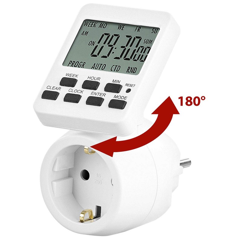 revolt Timer Socket: Digital Timer Switch with 180° Rotating LCD