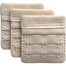 Mujer Pack de 3 Cómodo suave 3 ganchos extensor para brasier, 6,1 x 5,8 cm, Beige