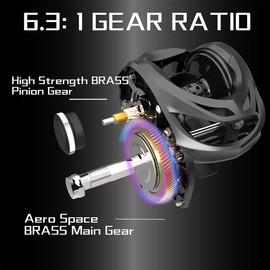 Fishdrops Baitcaster Reel 9+1 Ball Bearings Anti-Corrosion Baitcasting Fishing Reel Magnetic Brake System Bait Caster Reel High Speed Gear Ratio 6.3:1 Ultra Smooth Fishing Reel (Right Hand)