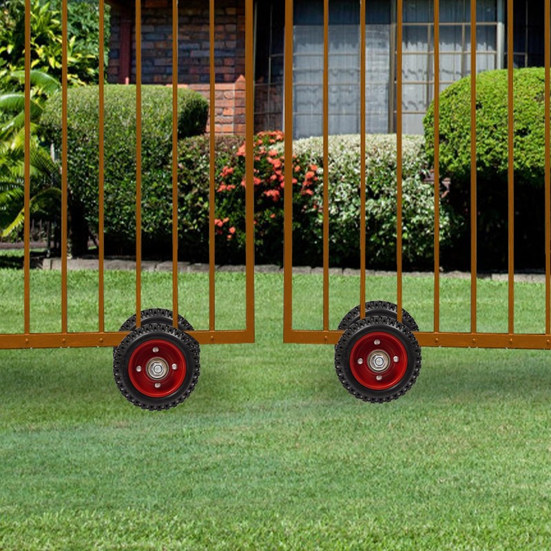 2 Pack Rolling Gate Heavy-Duty Rubber Wheel Carrier, Double-U Bolts
