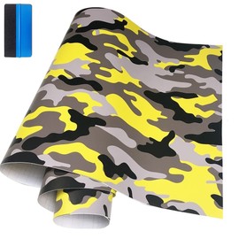 NewL Camo Vinyl Film Camouflage Car Wrap Film For Car Styling Bike Computer Laptop Scooter Motorcycle (Yellow, 30cm x 150cm)