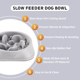 YINEYA 2Pcs Slow Feeder Dog Bowls Large Breed, Dog Slow Feeder Bowl, Dog Food Bowl Slow Feeder, Dog Bowl Slow Feeder, Dog Bowl That Slow Down Eating, Dog Puzzle Feeder, Slow Eating Dog Bowl Black&Grey