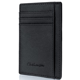 Chelmon Slim Wallet for Men, Minimalist Front Pocket RFID Blocking Credit Card Holder, Black Cross