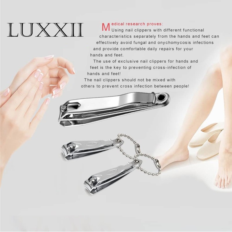 Luxxii (3 Pack) Sharp Sturdy Nail Clippers Set with Nail