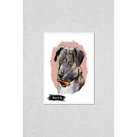 Mountain Cur Dog isolated digital art illustration. Hand drawn dog muzzle portrait, puppy with bone in mouth, working dog bred for treeing, trailing game. Dog breeds originating from United States