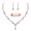 EVER FAITH Bridal Jewelry Set for Bride Bridesmaid, Rose Gold