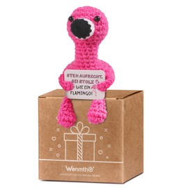 WenmthG Pocket Hug Flamingo Lucky Charm German Thank You Gifts for Boyfriend Colleague Women Men, Knitted Flamingo Anti Stress Gifts Positive Potato German Replacement - Pack of 1