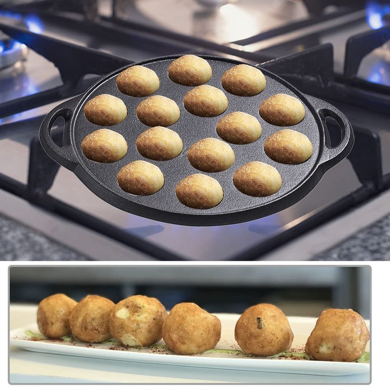 Cast Iron Pancake Pan, 10 inch Non-Stick Takoyaki Pan with