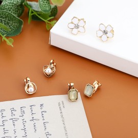 NEWITIN 12 Pairs Clip On Earrings for Women Cute Earring Crystal Pearl Stud Charming Fashion Earring Non Piercing Clip on Stud Earrings for Women