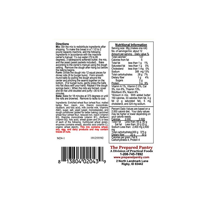 The Prepared Pantry Sunday Dinner Roll Bread Mix; Single Pack;