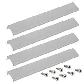 LC LICTOP 250mm/9.8" Finger Edge Pull Concealed Handle for Home Kitchen Door Drawer Cabinet Silver Stain Nickel with Screws(4Pcs)