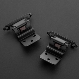 Ravinte 50Pack 25Pairs 3/8inch Inset Cabinet Door Hinges Kitchen Cabinet Hinges Black Semi-Concealed Hinges Face Mount Cabinet Hardware Self-Closing Cabinet Hinges with Door Bumpers&Screwdriver