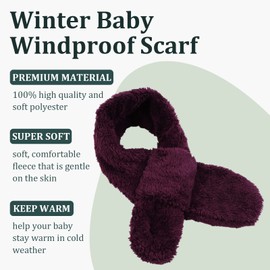 Warm Fleece Scarf for Baby Children Winter Round Scarf Plush Thick Loop Scarf Girls Boys Tube Scarf for 1-10 Years, Dark purple