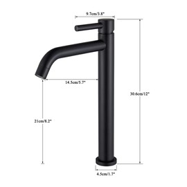 MGAYTYOAG Tall Basin Sink Faucet Slim Black Chrome Bathroom Washbasin Water Mixer Tap Hot Cold Water Basin Crane Deck Mounted Bathroom Tap