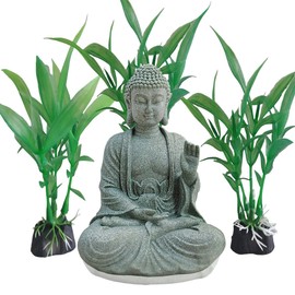 livelyfish Buddha Fish Tank Decor Asian Stone Buddha Figurines for Aquarium Zen Garden Fish Tank Statue Decorations Mini Stone Buddha Zen Garden Sculptures Decor,Gift, B