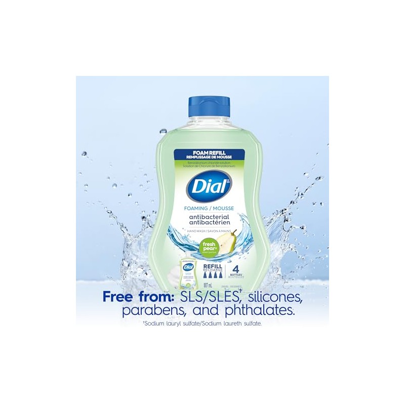Dial Dial Antibacterial Foaming Hand Wash Refill, Fresh Pear, 887ml